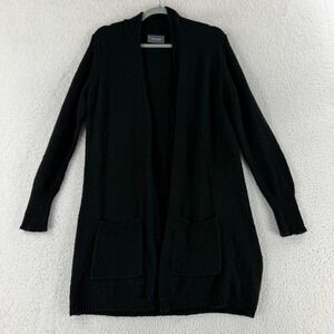 Wooden Ships Cardigan Sweater Womens Small Black Long Sleeve Knit Wool Mohair